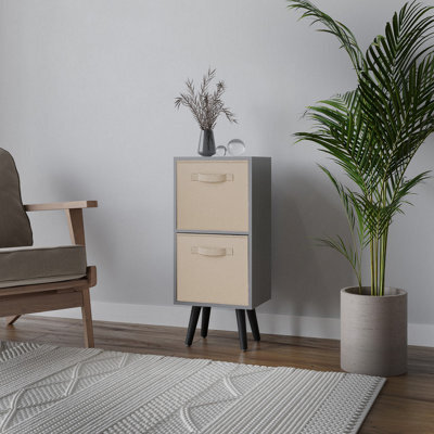 Urbn-Living Grey 2-Tier 2-Drawer Cube Shelving Unit With Scandinavian Legs - image 1