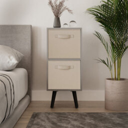 Urbn-Living Grey 2-Tier 2-Drawer Cube Shelving Unit With Scandinavian Legs - thumbnail 2