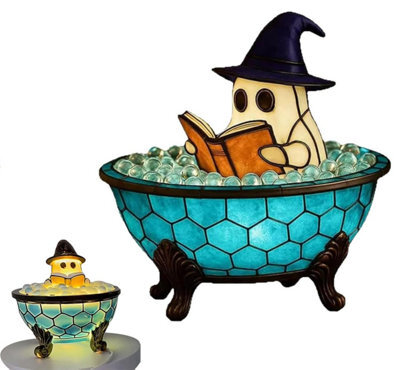 Amorly Halloween Ghost Bubble Bath Lamp, Usb Charging For Halloween Decor, Reading Books Nightlight, Halloween Decorations - image 1