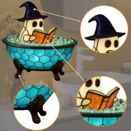 Amorly Halloween Ghost Bubble Bath Lamp, Usb Charging For Halloween Decor, Reading Books Nightlight, Halloween Decorations - thumbnail 3