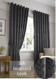 Luxury Living Tivoli Eyelet Ring Top Curtains Charcoal - thumbnail 2
