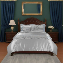 Duvet Cover Embroidery Set Luxury Bedding With Matching Pillowcases Silver - thumbnail 1