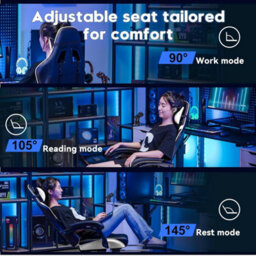 Gtplayer Gaming Chair, Ergonomic Computer Chair With Footrest, Height Adjustable Gaming Chair 360 Swivel Office, White - thumbnail 8