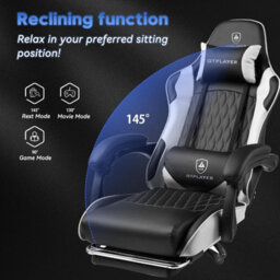 Gtplayer Gaming Chair, Ergonomic Computer Chair With Footrest, Height Adjustable Gaming Chair 360 Swivel Office, White - thumbnail 5