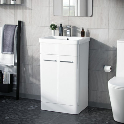 Nes Home Afern 500mm Vanity Unit Cabinet And Wash Basin White - image 1