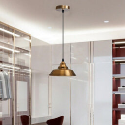 Ledsone Vintage Pendant Light With 22Cm Yellow Brass Shade E27 Holder 10Cm Ceiling Plate - thumbnail 5