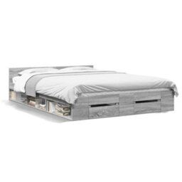 Berkfield Bed Frame With Drawers Without Mattress Grey Sonoma 135X190 Cm Double - thumbnail 2