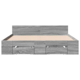 Berkfield Bed Frame With Drawers Without Mattress Grey Sonoma 135X190 Cm Double - thumbnail 4