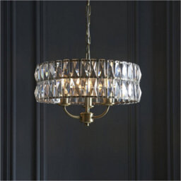 Loops Multi Arm Hanging Ceiling Pendant Light - Antique Brass Plate & Clear Crystal Glass - 3 X 6W Led E14 - thumbnail 3