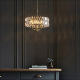 Loops Multi Arm Hanging Ceiling Pendant Light - Antique Brass Plate & Clear Crystal Glass - 3 X 6W Led E14 - thumbnail 4