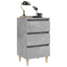 Walplus Bed Cabinet With Solid Wood Legs Concrete Grey 40X35X69 Cm - thumbnail 4