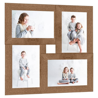 Berkfield Collage Photo Frame For 4X(13X18 Cm) Picture Light Brown Mdf - image 1