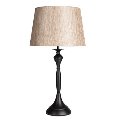 Lighting Supermarket Messini Large Black Elegant Candlestick Table Lamp With Charcoal Gold Shade - image 1