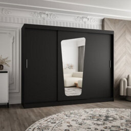 Arte Moka Sliding Door Wardrobe 250Cm Black - Bold Design For Premium Homes - thumbnail 1