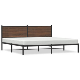 Berkfield Metal Bed Frame Without Mattress Brown Oak 193X203 Cm - thumbnail 2
