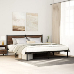 Berkfield Metal Bed Frame Without Mattress Brown Oak 193X203 Cm