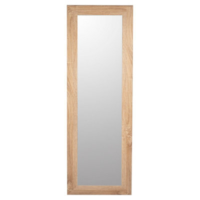 Andino Light Oak Effect Rectangular Wall-Mounted Framed Mirror, (H)133Cm (W)43Cm
