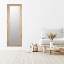 Andino Light Oak Effect Rectangular Wall-Mounted Framed Mirror, (H)133Cm (W)43Cm - thumbnail 4