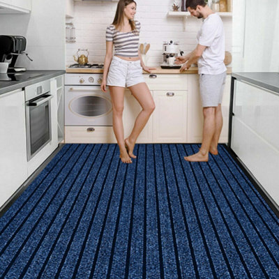 American Vintage Living Room Carpet Washable Pvc Floor Mat Non-Slip Kitchen Rug Blue 60X180Cm - image 1