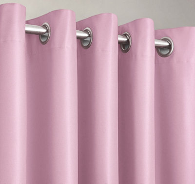 Velosso Blackout Curtains Ring Top, Triple Weave Thermal Energy Saving Curtains, High-Quality Light Blocking Curtains - Baby Pink