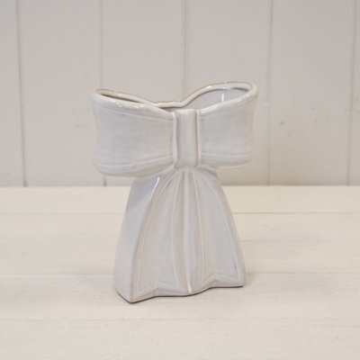 Satchville White Ceramic Bow Vase - image 1