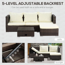 Lilisa Rattan Brown And Cream 3 Piece Garden Sofa Set With Storage Table - Wyld Haus - thumbnail 7
