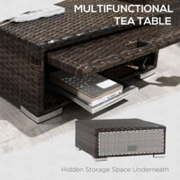 Lilisa Rattan Brown And Cream 3 Piece Garden Sofa Set With Storage Table - Wyld Haus - thumbnail 6