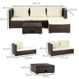 Lilisa Rattan Brown And Cream 3 Piece Garden Sofa Set With Storage Table - Wyld Haus - thumbnail 3