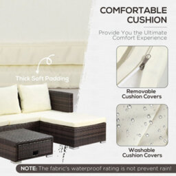Lilisa Rattan Brown And Cream 3 Piece Garden Sofa Set With Storage Table - Wyld Haus - thumbnail 5