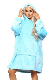 Ms9 Women's Oversized Hoodie Wearable Blanket Hoodie Top With Sherpa Lining Sky Blue - thumbnail 3