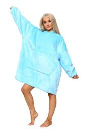 Ms9 Women's Oversized Hoodie Wearable Blanket Hoodie Top With Sherpa Lining Sky Blue - thumbnail 2