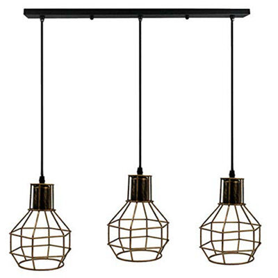 3 Light Pendant Light Height Adjustable, E27 Ceiling Lights Metal Square Plate Hanging Lights For Dining Room, Coffee Shop - image 1