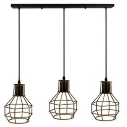 3 Light Pendant Light Height Adjustable, E27 Ceiling Lights Metal Square Plate Hanging Lights For Dining Room, Coffee Shop - thumbnail 1