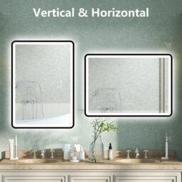 AVER-GROWTH 50X70Cm Black Led Bathroom Mirror With 3 Clour Lights Bluetooth Speaker Clock Illuminated Mirror Vertical Horizontal - thumbnail 7