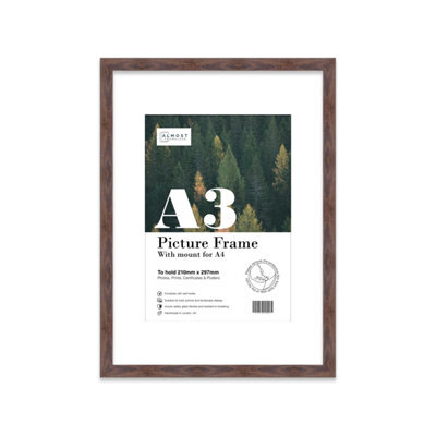 A3 Walnut Picture Frame With Mount For A4 (21 X 29.7Cm -8.3 X 11.7In) Poster, Photo, Artwork, Or Print. - image 1