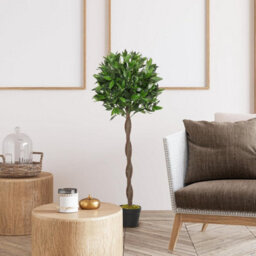 Artificial Bay Laurel Tree Single Decorative Faux Topiary Plant For Indoor Or Outdoor Garden Patio Home Entrance Display - thumbnail 2
