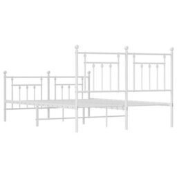 Berkfield Metal Bed Frame With Headboard And Footboard White 140X200 Cm - thumbnail 8