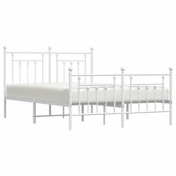 Berkfield Metal Bed Frame With Headboard And Footboard White 140X200 Cm - thumbnail 4