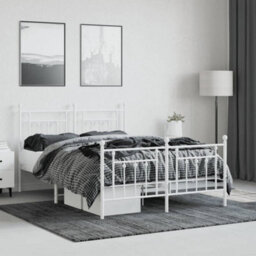 Berkfield Metal Bed Frame With Headboard And Footboard White 140X200 Cm - thumbnail 3