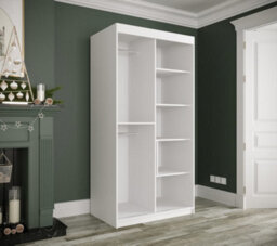 Arte Elegant White Geneva T Sliding Door Wardrobe W1000mm H2000mm D620mm - Modern Design, Gold Handles, Space-Saving - thumbnail 3