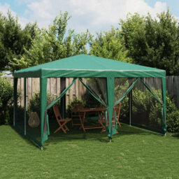 Walplus Party Tent Garden Gazebo Canopy With 8 Mesh Sidewalls Green 4X4 M Hdpe - thumbnail 1