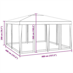 Walplus Party Tent Garden Gazebo Canopy With 8 Mesh Sidewalls Green 4X4 M Hdpe - thumbnail 8