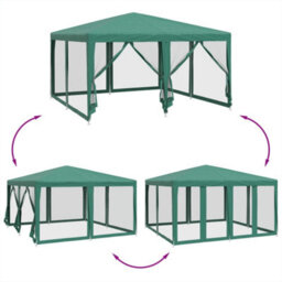 Walplus Party Tent Garden Gazebo Canopy With 8 Mesh Sidewalls Green 4X4 M Hdpe - thumbnail 6