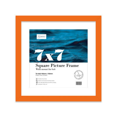 "7X7"" Orange Picture Frame - 7X7"" Square Frame With 6X6"" Mount For 7X7""/6X6"" Pictures Moderrn Style Thin Edge, 1 Pack" - image 1