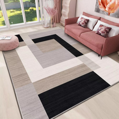 Ameha Modern Printed Rug Non Slip Area Carpet For Bedroom Living Room Kitchen Luxury Soft Rugs( Milo Neutral, 120X170 Cm) - image 1
