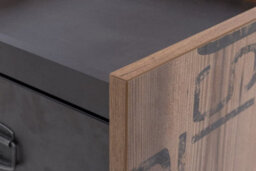 Arte Fargo Contemporary Bedside Table 2 Drawers Raw Steel & Canyon Alpine Spruce Effect (H)500mm (W)450mm (D)420mm - thumbnail 3