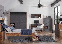 Arte Fargo Contemporary Bedside Table 2 Drawers Raw Steel & Canyon Alpine Spruce Effect (H)500mm (W)450mm (D)420mm - thumbnail 5