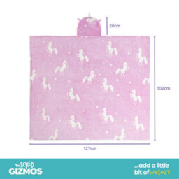 Wicked Gizmos Glow In The Dark Hooded Throw Blanket Pink Unicorn Design Soft Plush Fleece Hoodie Style Blanket For Kids Girls & Boys - thumbnail 8