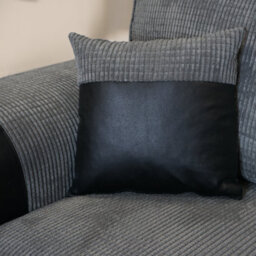 Furnishings For Less UK Portland Fabric 2 Seater Sofa  Rolled Arms Black And Grey - thumbnail 4