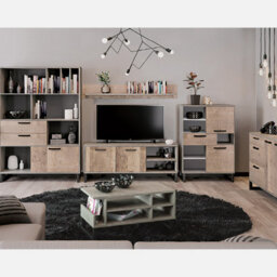 Heze Furniture Bari Loft Style 2 Door Modern Tv Unit With Storage - thumbnail 3